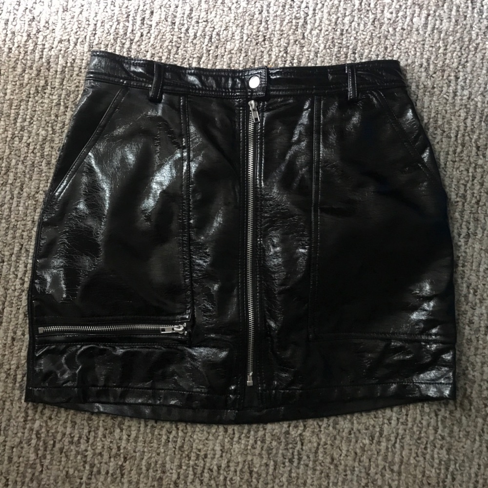 Silence + noise black pvc leather skirt